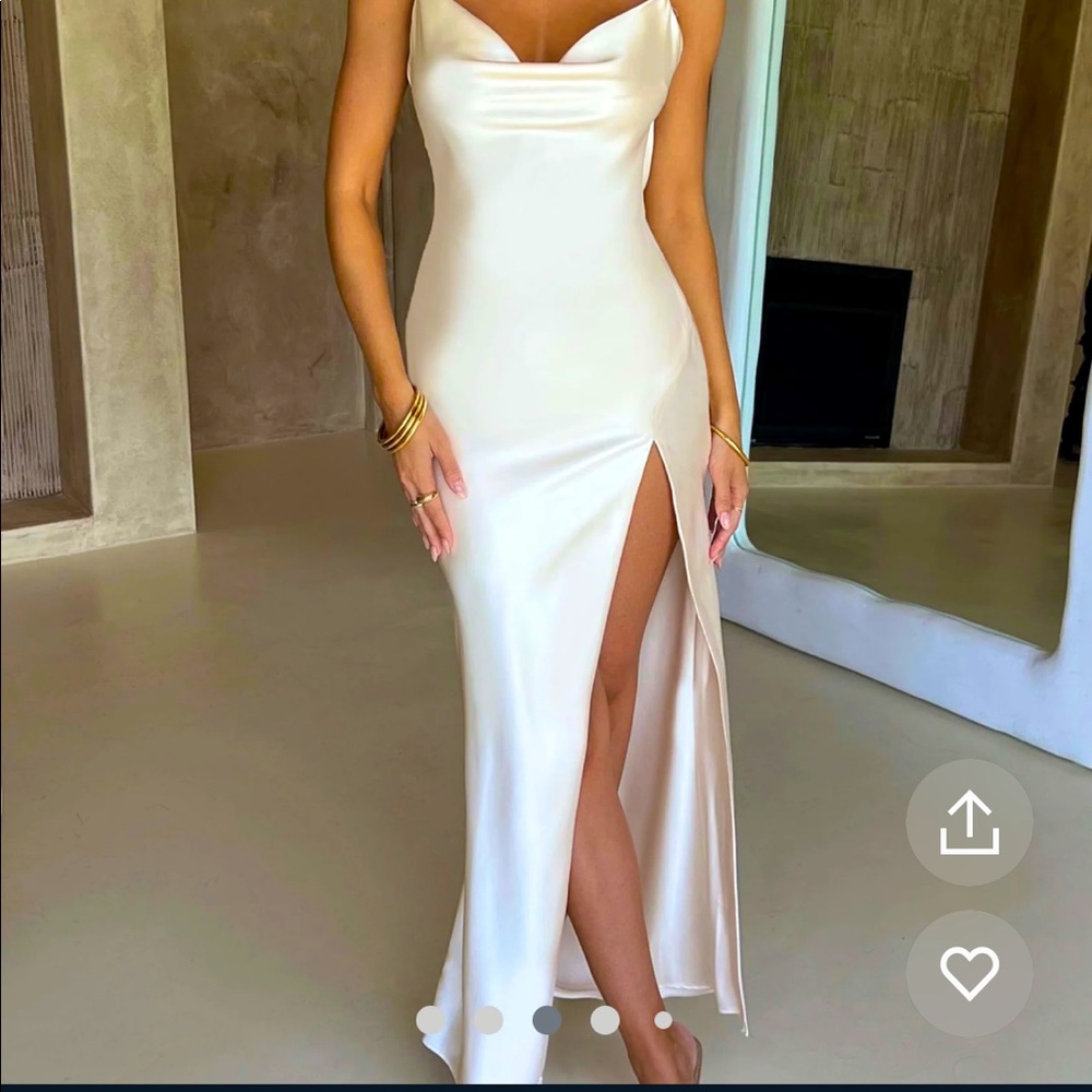 Satin cocktail dress with slit